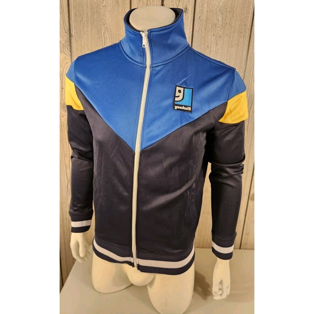 Goodwill Thrift Store Color Block Full Zip Sweater Adult Size Small Screenshot